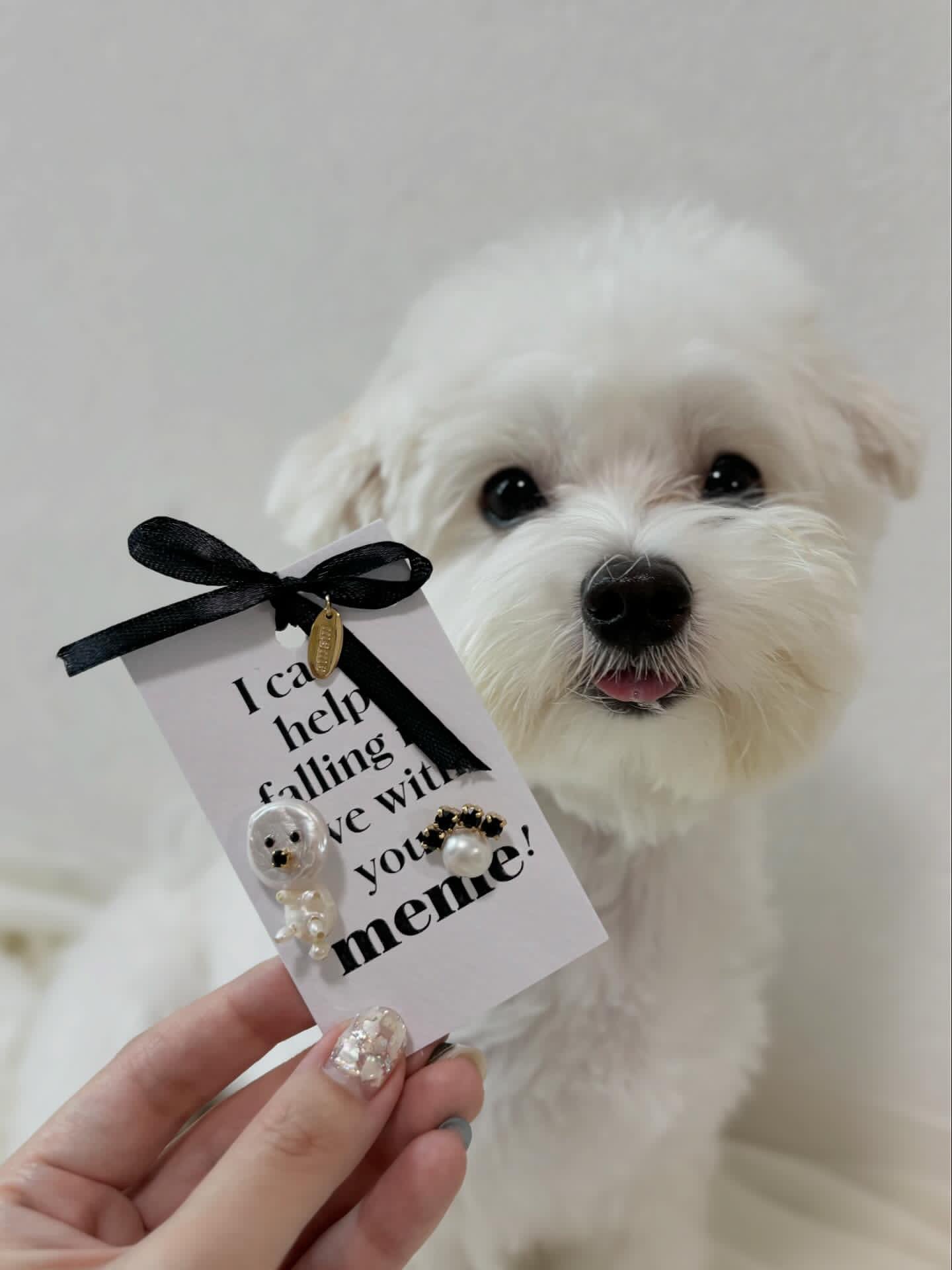 SHIROINU Pearl Puppy Earrings